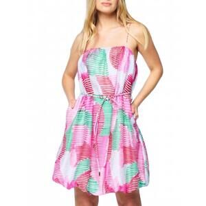 NEW CIEBON viola cami bubble hem mini dress in pink multi